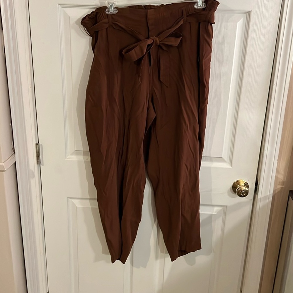 Brown Tie Waist Pants